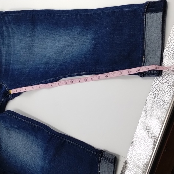 Signature Levi's Modern Capri denim jeans size 10 blue cuffed cropped short - Picture 8 of 12